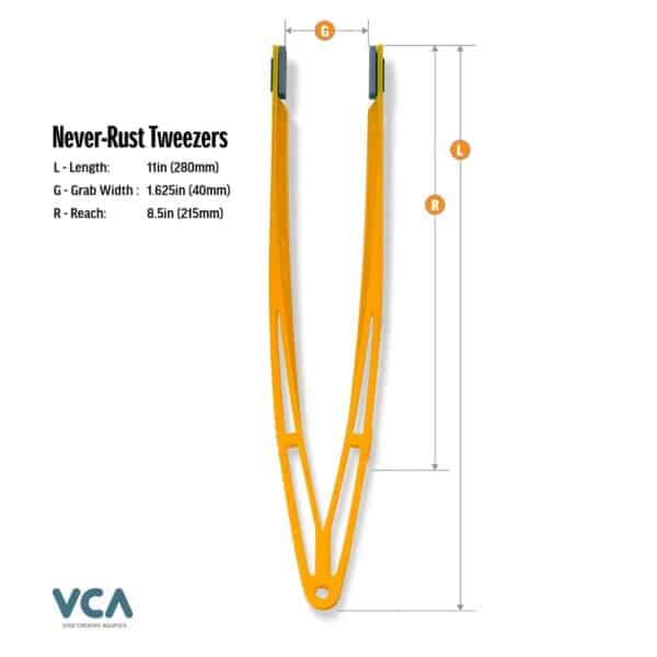 vca never rust tweezers sunset orange dimensions