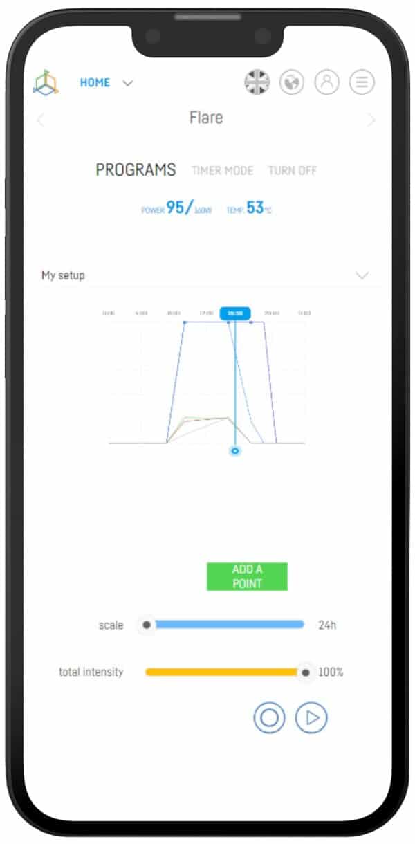Reef Factory Reef Flare Pro interface