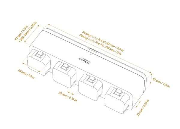 Reef Factory Dosing pump Pro X4 dimensions