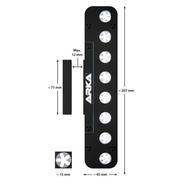 Arka myREEF Frag Rack - 8 holes dimensions